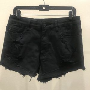 KanCan Black Distressed raw hem shorts size W13 30